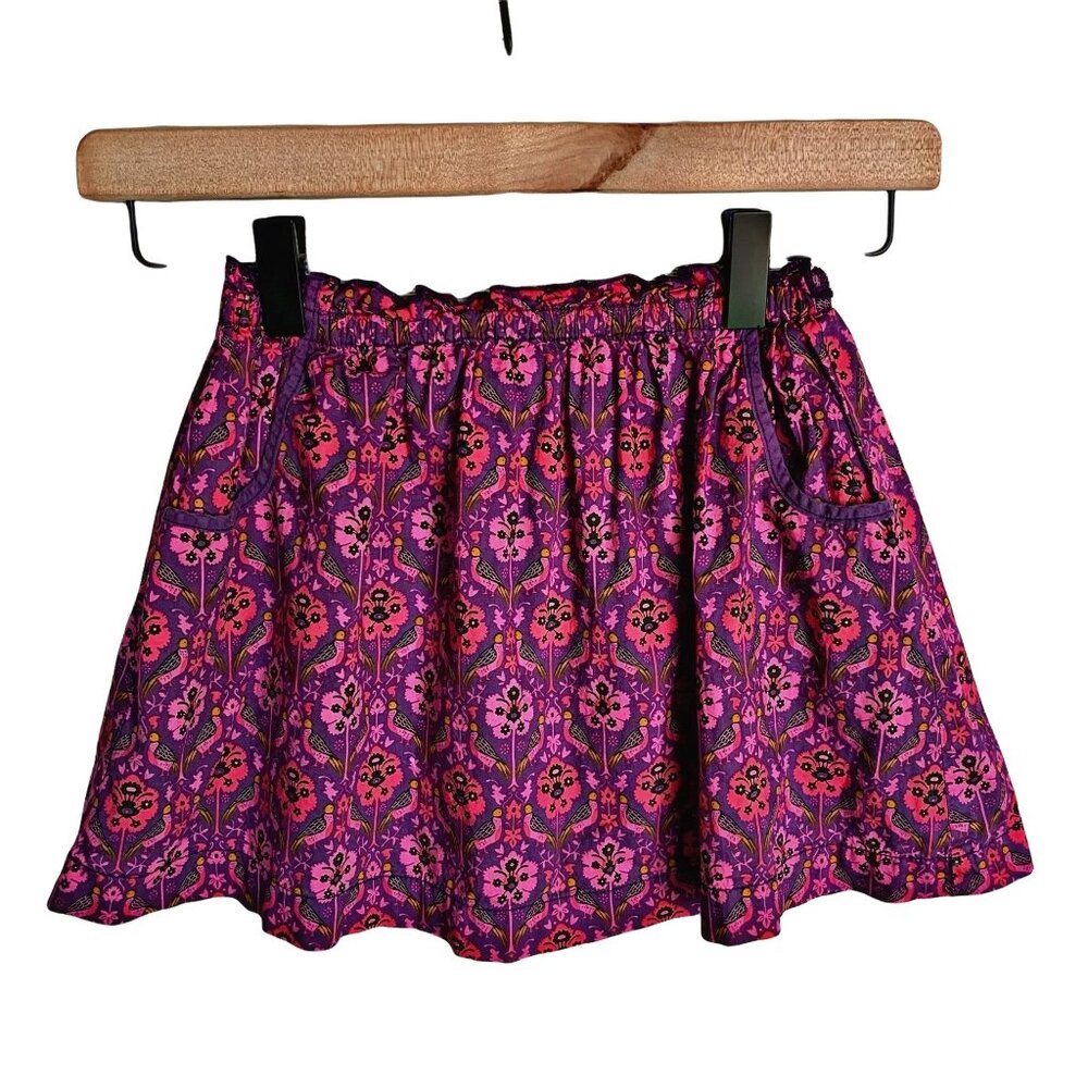 Peek Ornate Bird Twirl Boho Vibrant Floral Skirt 6-7